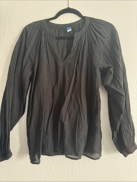 Old Navy Tops - Old Navy Black Sheer Long-Sleeve Peasant Blouse